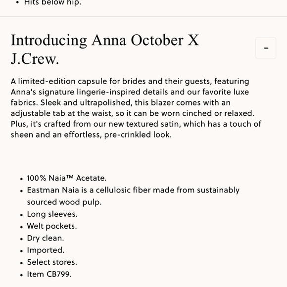 NWT J Crew x Anna October Textured Satin suit - Picture 12 of 12